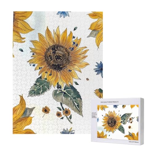 Sonnenblumen-gedrucktes Puzzle mit Aufbewahrungsbox, Holzpuzzle für Erwachsene und Kinder, 500 Teile Familienspaß, dekoratives Spiel Sonnenblumen-gedrucktes Puzzle mit Aufbewahrungsbox, Holzpuzzle für Erwachsene und Kinder, 500 Teile Familienspaß, dekoratives Spiel von WPUTY