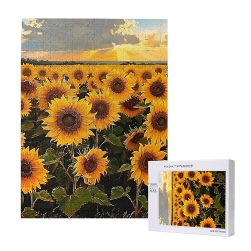 Sonnenblumen-gedrucktes Puzzle mit Aufbewahrungsbox, Holzpuzzle für Erwachsene und Kinder, 500 Teile Familienspaß, dekoratives Spiel Sonnenblumen-gedrucktes Puzzle mit Aufbewahrungsbox, Holzpuzzle für Erwachsene und Kinder, 500 Teile Familienspaß, dekoratives Spiel von WPUTY