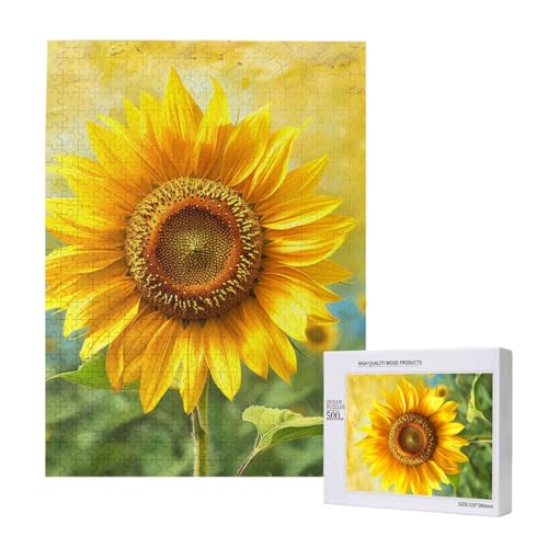 Sonnenblumen-gedrucktes Puzzle mit Aufbewahrungsbox, Holzpuzzle für Erwachsene und Kinder, 500 Teile Familienspaß, dekoratives Spiel Sonnenblumen-gedrucktes Puzzle mit Aufbewahrungsbox, Holzpuzzle für Erwachsene und Kinder, 500 Teile Familienspaß, dekoratives Spiel von WPUTY