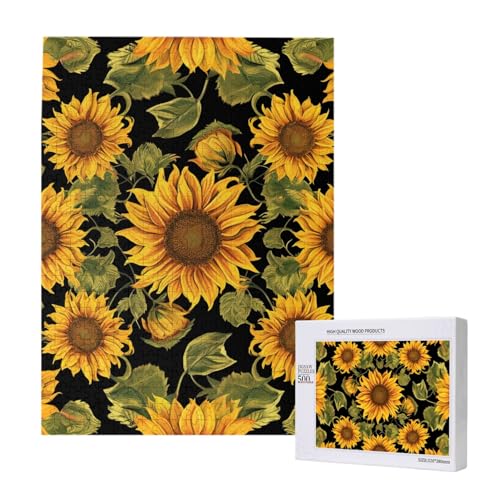 Sonnenblumenmuster gedrucktes Puzzle mit Aufbewahrungsbox, Holzpuzzle für Erwachsene und Kinder, 500 Teile Familienspaß, dekoratives Spiel Sonnenblumenmuster gedrucktes Puzzle mit Aufbewahrungsbox, Holzpuzzle für Erwachsene und Kinder, 500 Teile Familienspaß, dekoratives Spiel von WPUTY