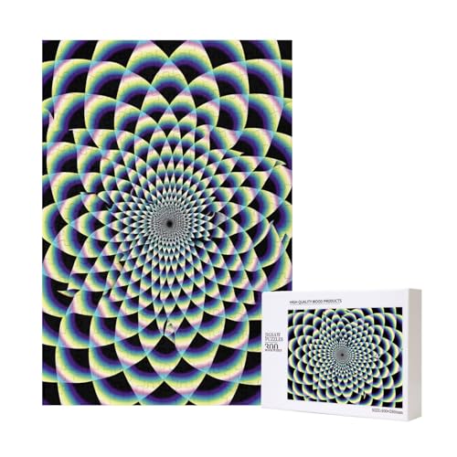 Spiral Optical Illusion Art Printed Jigsaw Puzzle with Storage Box, Wooden Puzzle for Adults and Kids, 300 Pieces Family Fun Decorative Game von WPUTY