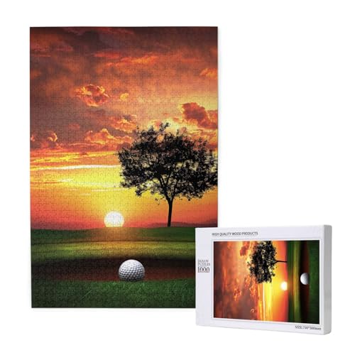 Sport Golf Ball Sonnenuntergang Baum gedruckt Jigsaw Puzzle mit Aufbewahrungsbox Holzpuzzle für Erwachsene und Kinder, 1000 Teile Familienspaß Dekoratives Spiel Sport Golf Ball Sonnenuntergang Baum gedruckt Jigsaw Puzzle mit Aufbewahrungsbox Holzpuzzle für Erwachsene und Kinder, 1000 Teile Familienspaß Dekoratives Spiel von WPUTY