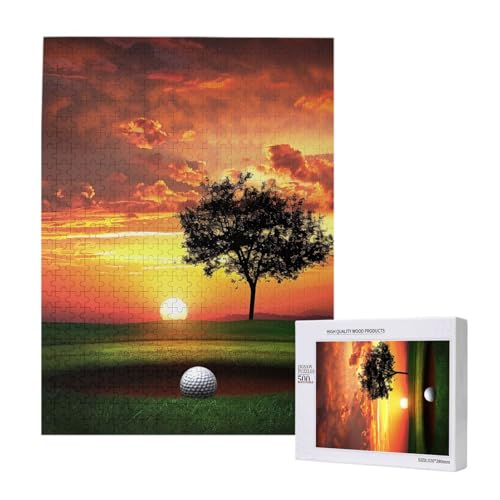 Sport Golf Ball Sonnenuntergang Baum gedruckt Jigsaw Puzzle mit Aufbewahrungsbox Holzpuzzle für Erwachsene und Kinder, 500 Teile Familie Spaß Dekoratives Spiel Sport Golf Ball Sonnenuntergang Baum gedruckt Jigsaw Puzzle mit Aufbewahrungsbox Holzpuzzle für Erwachsene und Kinder, 500 Teile Familie Spaß Dekoratives Spiel von WPUTY