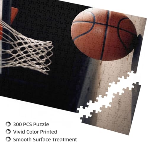 Sports Basketball Printed Jigsaw Puzzle with Storage Box, Wooden Puzzle for Adults and Kids, 300 Pieces Family Fun Decorative Game von WPUTY