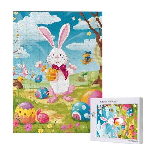 Spring Happy Festival Holiday Printed Jigsaw Puzzle with Storage Box, Wooden Puzzle for Adults and Kids, 500 Pieces Family Fun Decorative Game von WPUTY