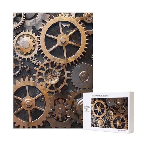Steampunk Mechanische Zahnräder Gedrucktes Puzzle mit Aufbewahrungsbox, Holzpuzzle für Erwachsene und Kinder, 300 Teile Familienspaß, Dekoratives Spiel Steampunk Mechanische Zahnräder Gedrucktes Puzzle mit Aufbewahrungsbox, Holzpuzzle für Erwachsene und Kinder, 300 Teile Familienspaß, Dekoratives Spiel von WPUTY