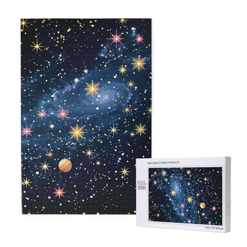 Sternbild Sternhaufen Galaxien Gedruckt Puzzle mit Aufbewahrungsbox, Holzpuzzle für Erwachsene und Kinder, 1000 Teile Familienspaß Dekoratives Spiel von WPUTY