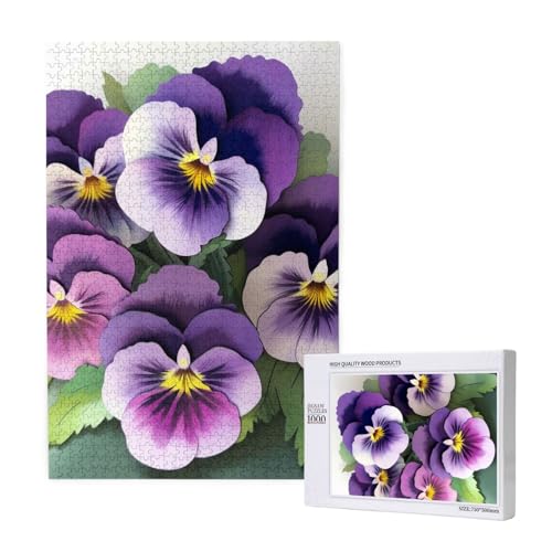 Stiefmütterchen Blume gedruckt Puzzle mit Aufbewahrungsbox, Holzpuzzle für Erwachsene und Kinder, 1000 Teile Familienspaß, dekoratives Spiel Stiefmütterchen Blume gedruckt Puzzle mit Aufbewahrungsbox, Holzpuzzle für Erwachsene und Kinder, 1000 Teile Familienspaß, dekoratives Spiel von WPUTY