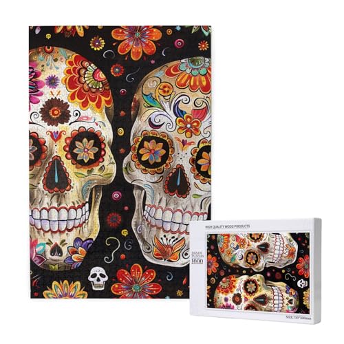 Sugar Skulls Printed Jigsaw Puzzle with Storage Box, Wooden Puzzle for Adults and Kids, 1000 Pieces Family Fun Decorative Game Sugar Skulls Printed Jigsaw Puzzle with Storage Box, Wooden Puzzle for Adults and Kids, 1000 Pieces Family Fun Decorative Game von WPUTY