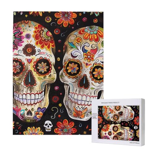 Sugar Skulls Printed Jigsaw Puzzle with Storage Box, Wooden Puzzle for Adults and Kids, 500 Pieces Family Fun Decorative Game Sugar Skulls Printed Jigsaw Puzzle with Storage Box, Wooden Puzzle for Adults and Kids, 500 Pieces Family Fun Decorative Game von WPUTY