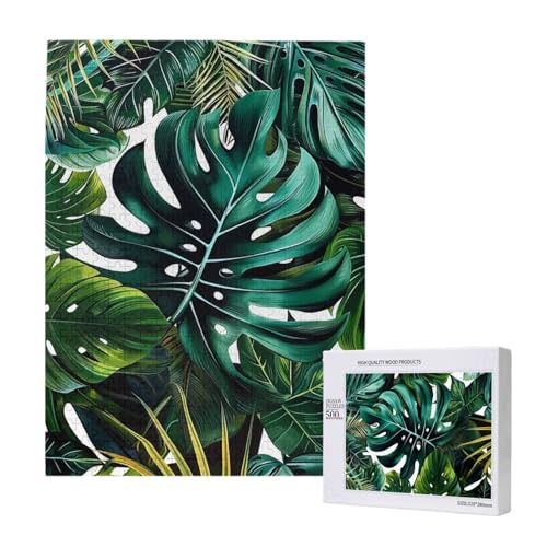 Tropische Blätter, bedrucktes Puzzle mit Aufbewahrungsbox, Holzpuzzle für Erwachsene und Kinder, 500 Teile, Familienspaß, dekoratives Spiel Tropische Blätter, bedrucktes Puzzle mit Aufbewahrungsbox, Holzpuzzle für Erwachsene und Kinder, 500 Teile, Familienspaß, dekoratives Spiel von WPUTY