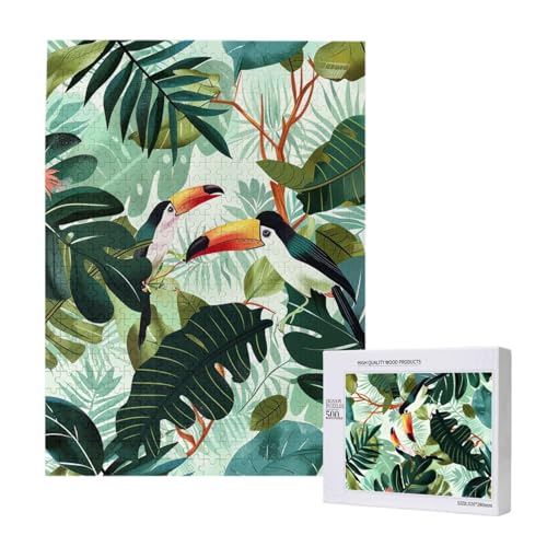 Tropische Blätter Vogel gedruckt Puzzle mit Aufbewahrungsbox, Holzpuzzle für Erwachsene und Kinder, 500 Teile Familienspaß, dekoratives Spiel Tropische Blätter Vogel gedruckt Puzzle mit Aufbewahrungsbox, Holzpuzzle für Erwachsene und Kinder, 500 Teile Familienspaß, dekoratives Spiel von WPUTY