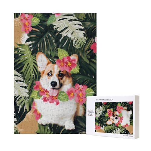 Tropische Blume und Corgi 2 gedrucktes Puzzle mit Aufbewahrungsbox, Holzpuzzle für Erwachsene und Kinder, 300 Teile Familienspaß, dekoratives Spiel Tropische Blume und Corgi 2 gedrucktes Puzzle mit Aufbewahrungsbox, Holzpuzzle für Erwachsene und Kinder, 300 Teile Familienspaß, dekoratives Spiel von WPUTY