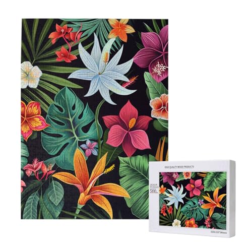 Tropische Blumen gedruckt Puzzle mit Aufbewahrungsbox, Holzpuzzle für Erwachsene und Kinder, 500 Teile Familienspaß, dekoratives Spiel Tropische Blumen gedruckt Puzzle mit Aufbewahrungsbox, Holzpuzzle für Erwachsene und Kinder, 500 Teile Familienspaß, dekoratives Spiel von WPUTY