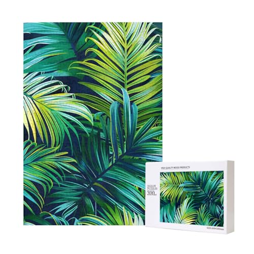 Tropische Palmenblätter gedruckt Puzzle mit Aufbewahrungsbox, Holzpuzzle für Erwachsene und Kinder, 300 Teile Familienspaß, dekoratives Spiel Tropische Palmenblätter gedruckt Puzzle mit Aufbewahrungsbox, Holzpuzzle für Erwachsene und Kinder, 300 Teile Familienspaß, dekoratives Spiel von WPUTY