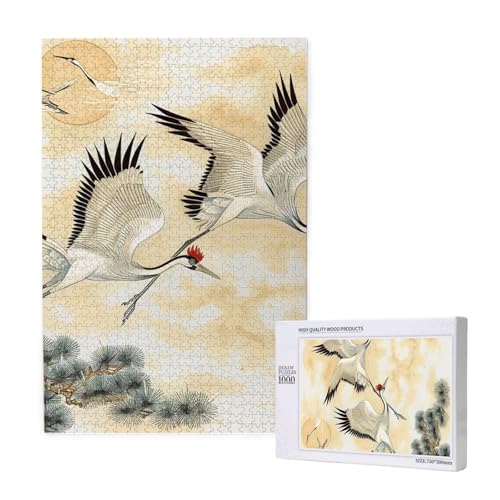 Two Japanese Cranes flying traditional painting Printed Jigsaw Puzzle with Storage Box, Wooden Puzzle for Adults and Kids, 1000 Pieces Family Fun Decorative Game Two Japanese Cranes flying traditional painting Printed Jigsaw Puzzle with Storage Box, Wooden Puzzle for Adults and Kids, 1000 Pieces Family Fun Decorative Game von WPUTY