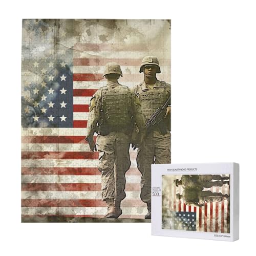 US Military Soldiers Patriotic Memorial Day Printed Jigsaw Puzzle with Storage Box, Wooden Puzzle for Adults and Kids, 500 Pieces Family Fun Decorative Game US Military Soldiers Patriotic Memorial Day Printed Jigsaw Puzzle with Storage Box, Wooden Puzzle for Adults and Kids, 500 Pieces Family Fun Decorative Game von WPUTY