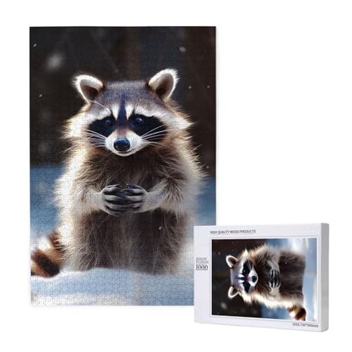 Waschbär Gedrucktes Puzzle mit Aufbewahrungsbox, Holzpuzzle für Erwachsene und Kinder, 1000 Teile Familienspaß Dekoratives Spiel Waschbär Gedrucktes Puzzle mit Aufbewahrungsbox, Holzpuzzle für Erwachsene und Kinder, 1000 Teile Familienspaß Dekoratives Spiel von WPUTY