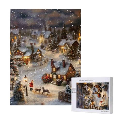 Weihnachtsdorf gedrucktes Puzzle mit Aufbewahrungsbox, Holzpuzzle für Erwachsene und Kinder, 500 Teile Familienspaß, dekoratives Spiel Weihnachtsdorf gedrucktes Puzzle mit Aufbewahrungsbox, Holzpuzzle für Erwachsene und Kinder, 500 Teile Familienspaß, dekoratives Spiel von WPUTY