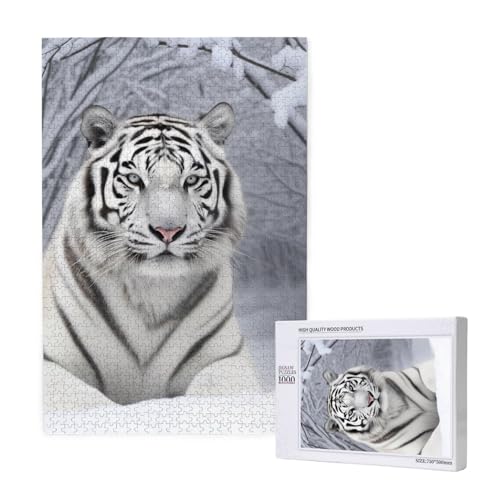 Weißer Tiger im Schnee gedrucktes Puzzle mit Aufbewahrungsbox, Holzpuzzle für Erwachsene und Kinder, 1000 Teile Familienspaß, dekoratives Spiel Weißer Tiger im Schnee gedrucktes Puzzle mit Aufbewahrungsbox, Holzpuzzle für Erwachsene und Kinder, 1000 Teile Familienspaß, dekoratives Spiel von WPUTY