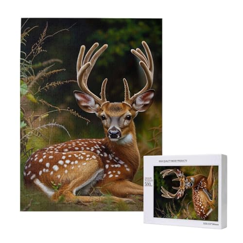 Whitetail Hirsch Rehkitz in Wildnis Hirsch gedruckt Puzzle mit Aufbewahrungsbox, Holzpuzzle für Erwachsene und Kinder, 500 Stück Familienspaß, dekoratives Spiel Whitetail Hirsch Rehkitz in Wildnis Hirsch gedruckt Puzzle mit Aufbewahrungsbox, Holzpuzzle für Erwachsene und Kinder, 500 Stück Familienspaß, dekoratives Spiel von WPUTY