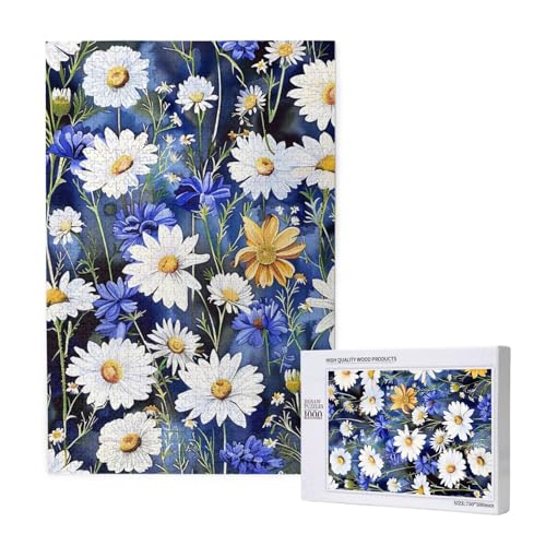 Wild Flowers and Cornflowers Daisies Printed Jigsaw Puzzle with Storage Box, Wooden Puzzle for Adults and Kids, 1000 Pieces Family Fun Decorative Game Wild Flowers and Cornflowers Daisies Printed Jigsaw Puzzle with Storage Box, Wooden Puzzle for Adults and Kids, 1000 Pieces Family Fun Decorative Game von WPUTY
