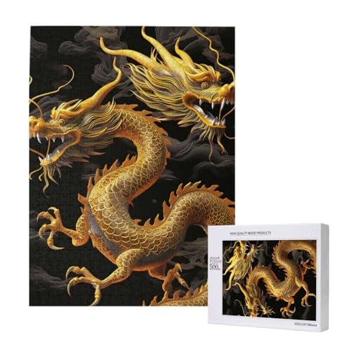 Yellow Dragon Black Background Printed Jigsaw Puzzle with Storage Box, Wooden Puzzle for Adults and Kids, 500 Pieces Family Fun Decorative Game Yellow Dragon Black Background Printed Jigsaw Puzzle with Storage Box, Wooden Puzzle for Adults and Kids, 500 Pieces Family Fun Decorative Game von WPUTY