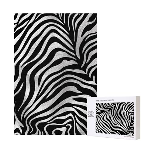 Zebra Print Printed Jigsaw Puzzle with Storage Box, Wooden Puzzle for Adults and Kids, 300 Pieces Family Fun Decorative Game von WPUTY