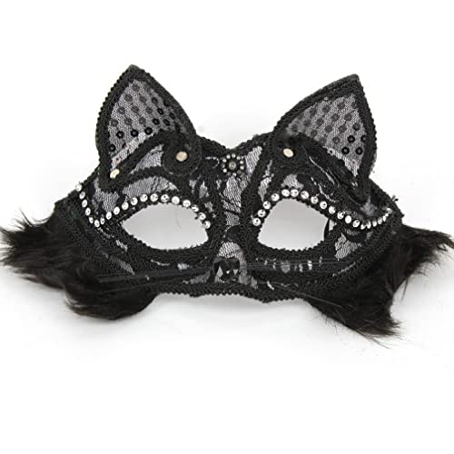 WQFTFO Black Catty Fox Maske PVC Halbgesichtsabdeckung Halloween Cosplay Prop WQFTFO Black Catty Fox Maske PVC Halbgesichtsabdeckung Halloween Cosplay Prop von WQFTFO