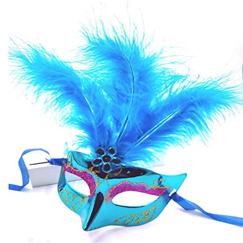 WQFTFO Blaue Federmaske Halloween Kunststoff Halbmaske Cosplay Prinzessin Maske WQFTFO Blaue Federmaske Halloween Kunststoff Halbmaske Cosplay Prinzessin Maske von WQFTFO