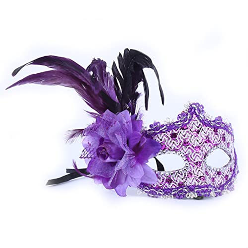 WQFTFO Feder Party Maske Lila Half Face Cover Cosplay Prop für Halloween WQFTFO Feder Party Maske Lila Half Face Cover Cosplay Prop für Halloween von WQFTFO