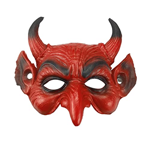 WQFTFO Gruselige Halbgesichtsmaske PU rote Maske Kostüm Spiel Gesichtsabdeckung für Halloween WQFTFO Gruselige Halbgesichtsmaske PU rote Maske Kostüm Spiel Gesichtsabdeckung für Halloween von WQFTFO