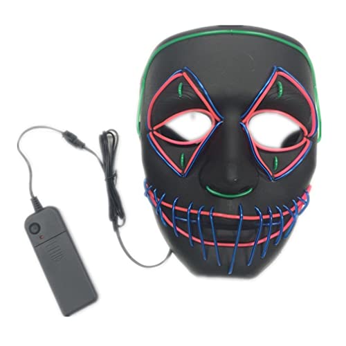 WQFTFO LED-leuchtende Horror-Skelett-Maske, Kunststoff, Vollgesichtsabdeckung, Halloween-Show-Party-Requisite von WQFTFO