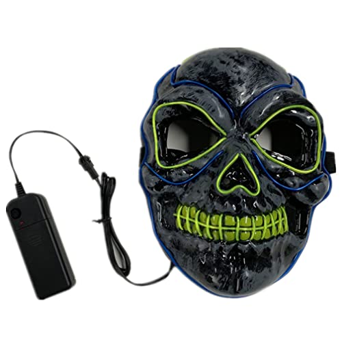 WQFTFO LED leuchtende Kunststoff Vollgesichtsabdeckung gruselige Skelettmaske Halloween Show Party Requisite WQFTFO LED leuchtende Kunststoff Vollgesichtsabdeckung gruselige Skelettmaske Halloween Show Party Requisite von WQFTFO