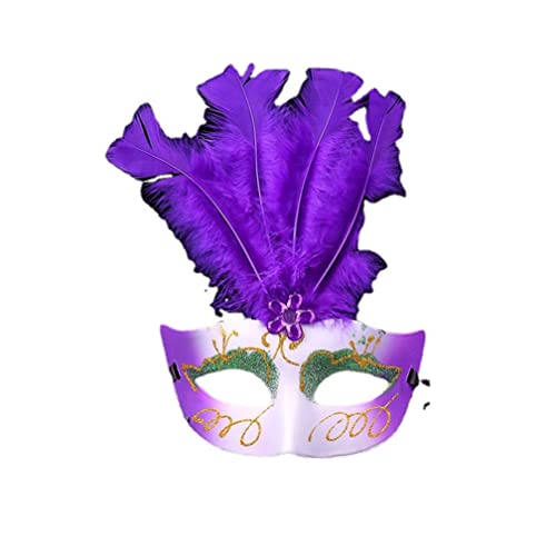 WQFTFO Lila Feder Weihnachtsmaske Kunststoff Halbgesichtsabdeckung Halloween Cosplay Prop von WQFTFO