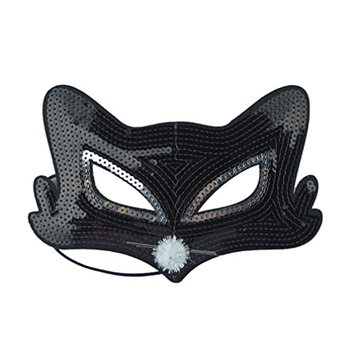 WQFTFO Pailletten-Maske mit schwarzem Fuchs, Halbgesichtsmaske für Kinder, Cosplay, Show, Requisite WQFTFO Pailletten-Maske mit schwarzem Fuchs, Halbgesichtsmaske für Kinder, Cosplay, Show, Requisite von WQFTFO