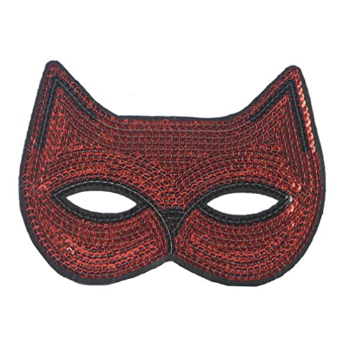 WQFTFO Rote Pailletten-Katzenmaske, Stoff, halbe Gesichtsbedeckung, Halloween, Cosplay, Requisite WQFTFO Rote Pailletten-Katzenmaske, Stoff, halbe Gesichtsbedeckung, Halloween, Cosplay, Requisite von WQFTFO