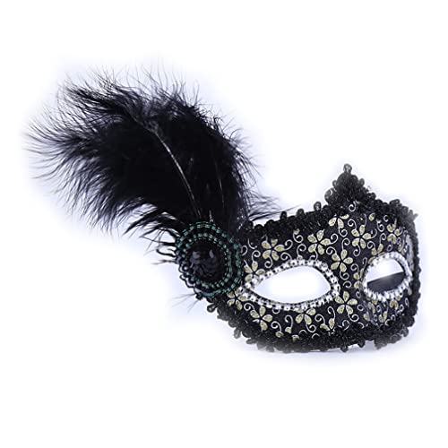 WQFTFO Schwarze Federmaske Cosplay Kostüm Requisite Kunststoff Halbgesichtsabdeckung von WQFTFO