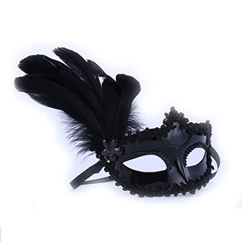 WQFTFO Schwarze Federmaske für Partys mit Halbgesichtsabdeckung, Venedig-Kostüm, Spielrequisite WQFTFO Schwarze Federmaske für Partys mit Halbgesichtsabdeckung, Venedig-Kostüm, Spielrequisite von WQFTFO