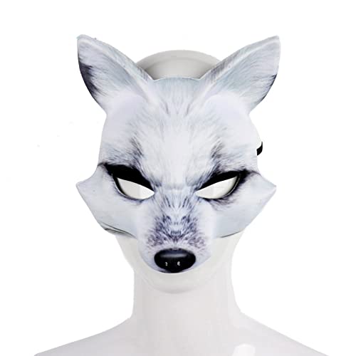 Weiße Fuchsmaske EVA Halbgesichtsabdeckung Halloween Cosplay Party Prop von WQFTFO