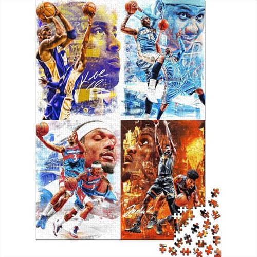 Basketball Stars 1000-Puzzleteile NBA Superstar PuzzleKann Stress LindernGeschenke Für ErwachseneHochwertige 100% Recycelte PappeGeeignet Für Erwachsene Und Kinder 1000pcs (75x50cm) von WQIRALFEX
