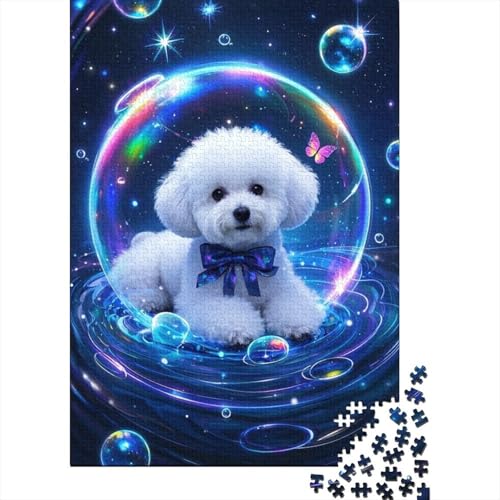 Bichon Frise 1000-Puzzleteile PuzzleKann Stress Lindern1000-Geschenke Für Erwachsene100% RecyclingkartonGeeignet Für Erwachsene Und Kinder 1000pcs (75x50cm) von WQIRALFEX