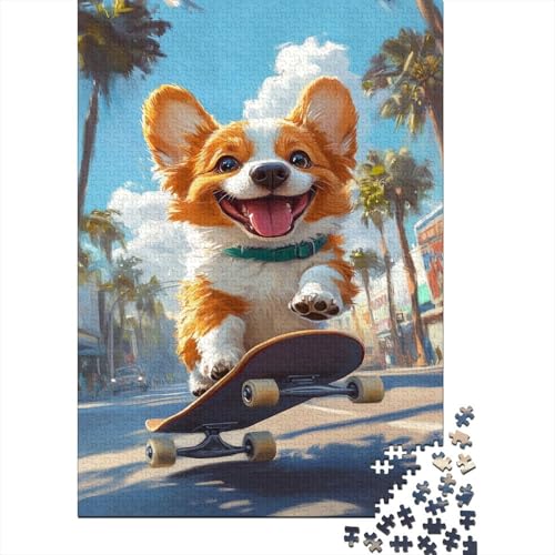 Corgi 1000-Puzzleteile Skateboarding PuzzleChallenge SpielzeugHerausforderung Puzzle SpielHochwertige 100% Recycelte PappeGeeignet Für Erwachsene Und Kinder 1000pcs (75x50cm) von WQIRALFEX