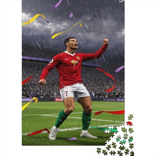 Cristiano Ronaldo 1000-Puzzleteile Puzzle Für ErwachseneChallenge SpielzeugHerausforderung Puzzle SpielHochwertige 100% Recycelte PappeGeeignet Für Erwachsene Und Kinder 1000pcs (75x50cm) von WQIRALFEX