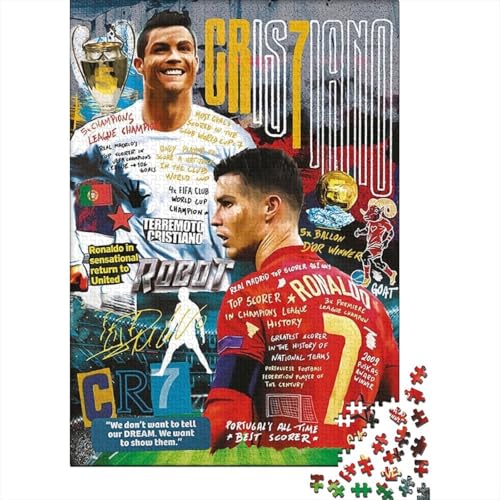 Cristiano Ronaldo 1000-Puzzleteile Puzzle Für ErwachseneChallenge SpielzeugPädagogische Spiele Geschenke100% RecyclingkartonGeeignet Für Erwachsene Und Kinder 1000pcs (75x50cm) von WQIRALFEX