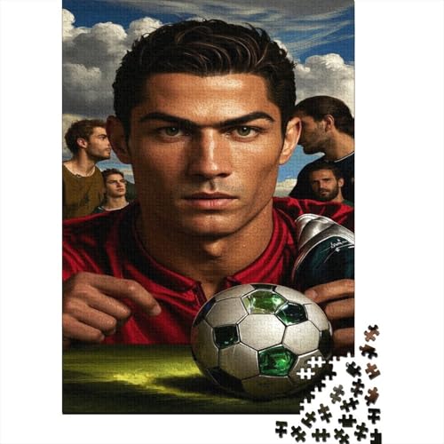 Cristiano Ronaldo 1000-Puzzleteile PuzzleChallenge SpielzeugPädagogische Spiele GeschenkeHochwertige 100% Recycelte PappeGeeignet Für Erwachsene Und Kinder 1000pcs (75x50cm) von WQIRALFEX