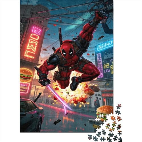 Deadpool 1000-Puzzleteile Puzzle Für ErwachseneChallenge Spielzeug1000-Geschenke Für ErwachseneHochwertige 100% Recycelte PappeGeeignet Für Erwachsene Und Kinder 1000pcs (75x50cm) von WQIRALFEX