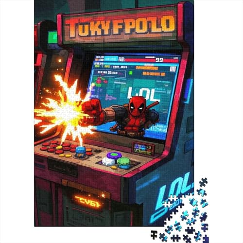 Deadpool 1000-Puzzleteile PuzzleWohndekoration GeschenkHerausforderung Puzzle SpielHochwertige 100% Recycelte PappeGeeignet Für Erwachsene Und Kinder 1000pcs (75x50cm) von WQIRALFEX