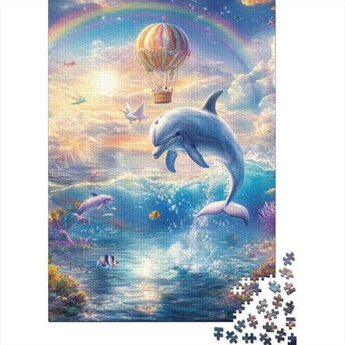 Delphin Puzzle 1000-teilige Schwer Puzzle Spielzeug Pädagogisches Spiel Impossible Herausforderung Spielzeug Für Erwachsene Und Kinder Ab 12 Jahren 1000pcs (75x50cm) von WQIRALFEX