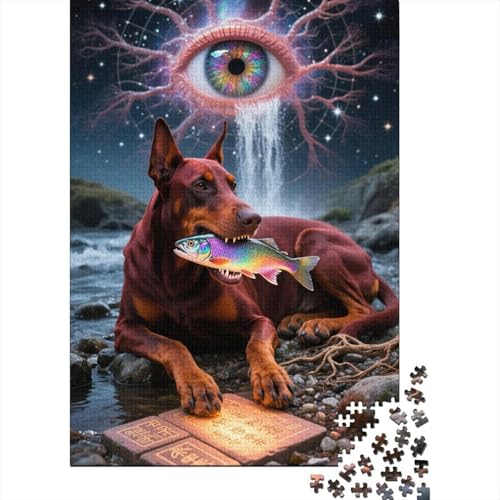 Doberman Pinscher 1000-Puzzleteile PuzzleKann Stress LindernGeschenke Für Erwachsene100% RecyclingkartonGeeignet Für Erwachsene Und Kinder 1000pcs (75x50cm) von WQIRALFEX